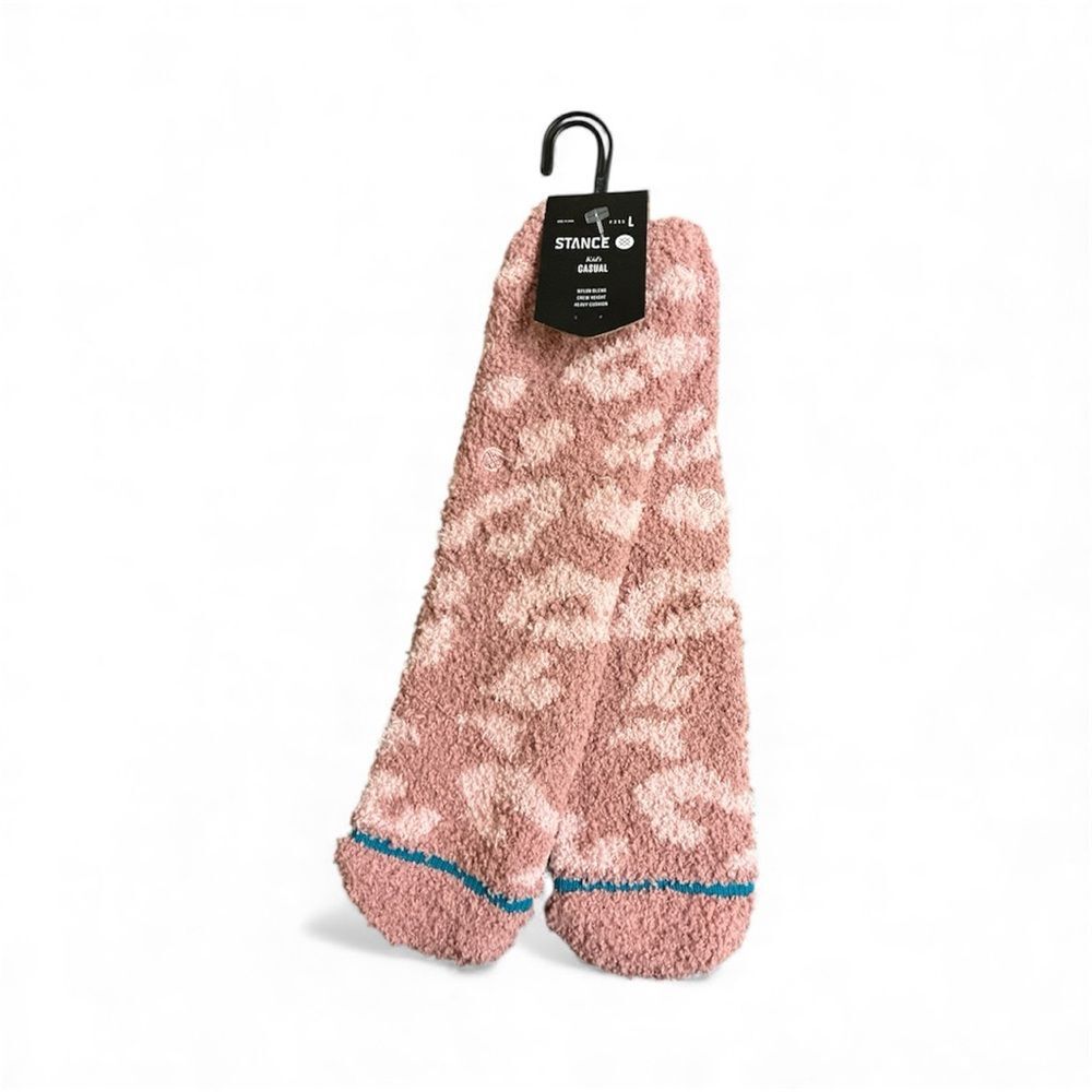 Stance Girl's, Purrfect Kids Crew socks, Dusty Rose, Large (Big Kid)